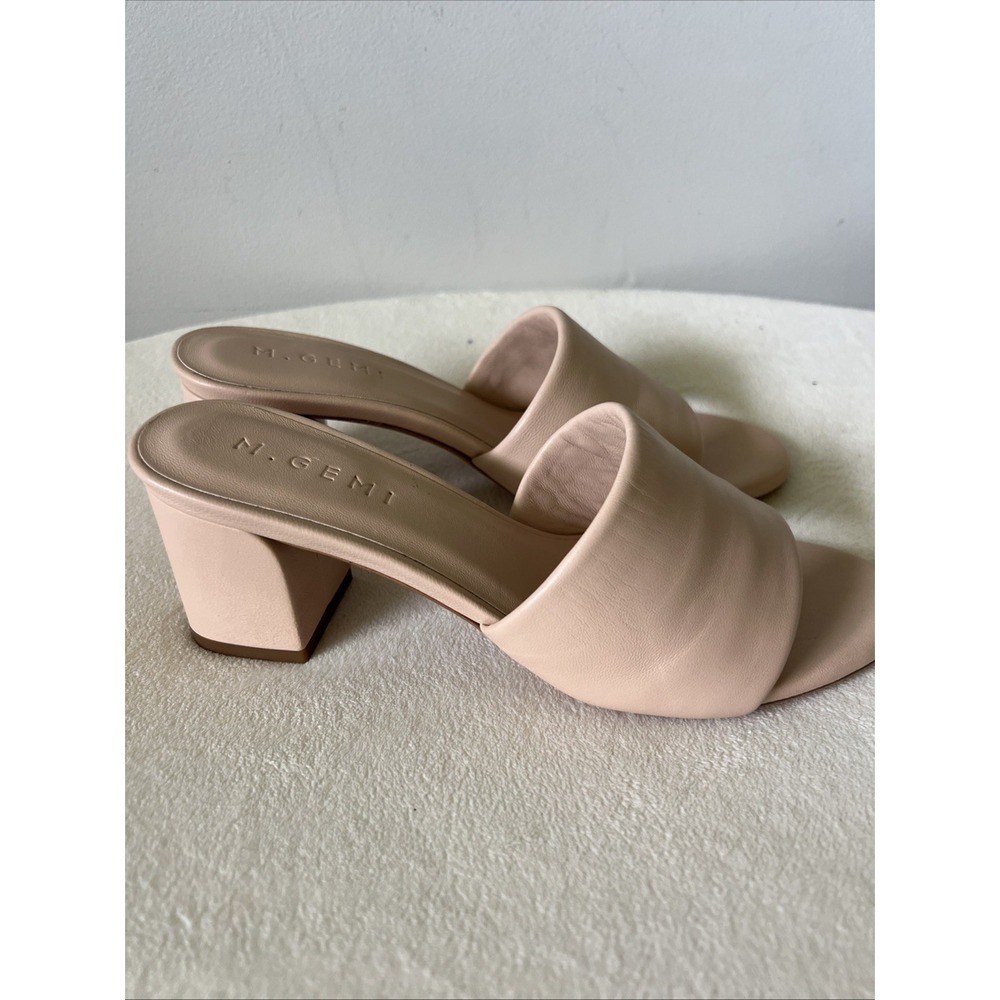 M.Gemi Nude Mule Heeled Sandal Size 36.5 (6.5) Summer Event Leather